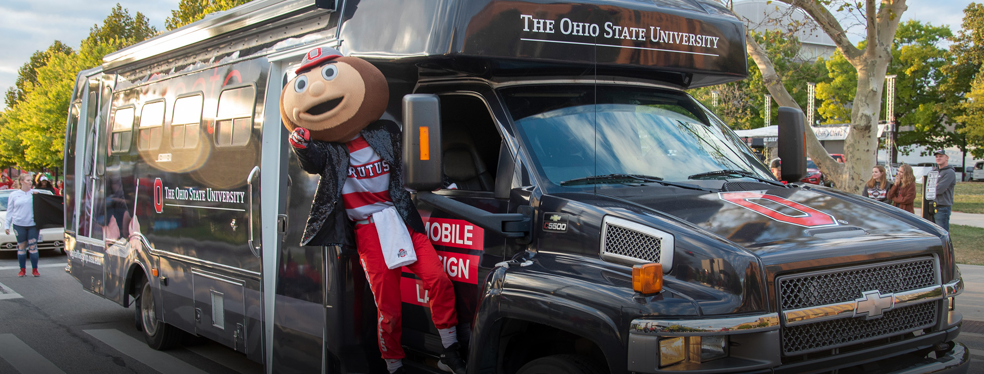 Brutus on Mobile Design Lab in a parade