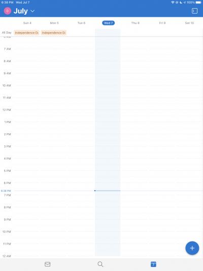 Screenshot of calendar in Outlook on iPad