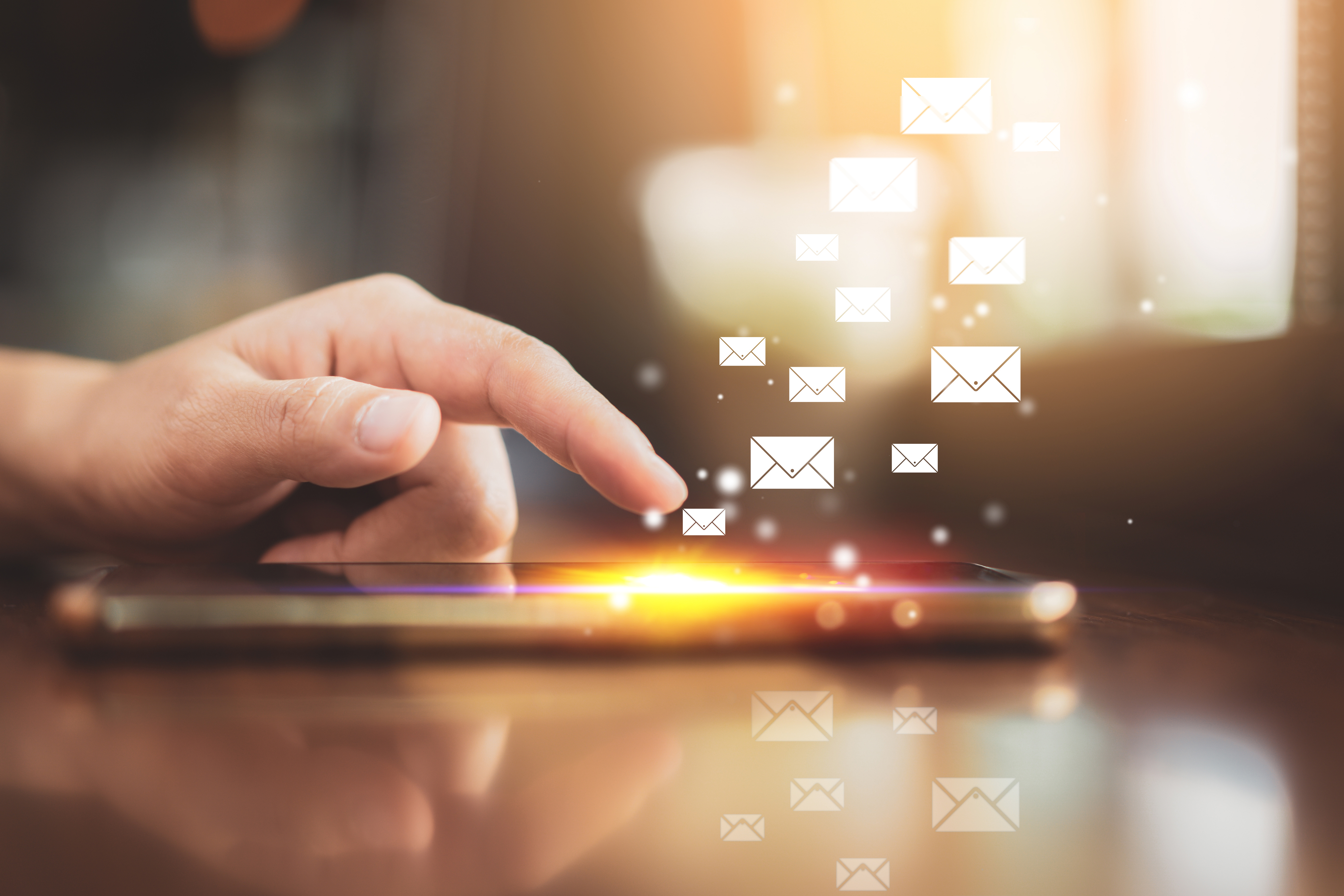person accessing email on a phone