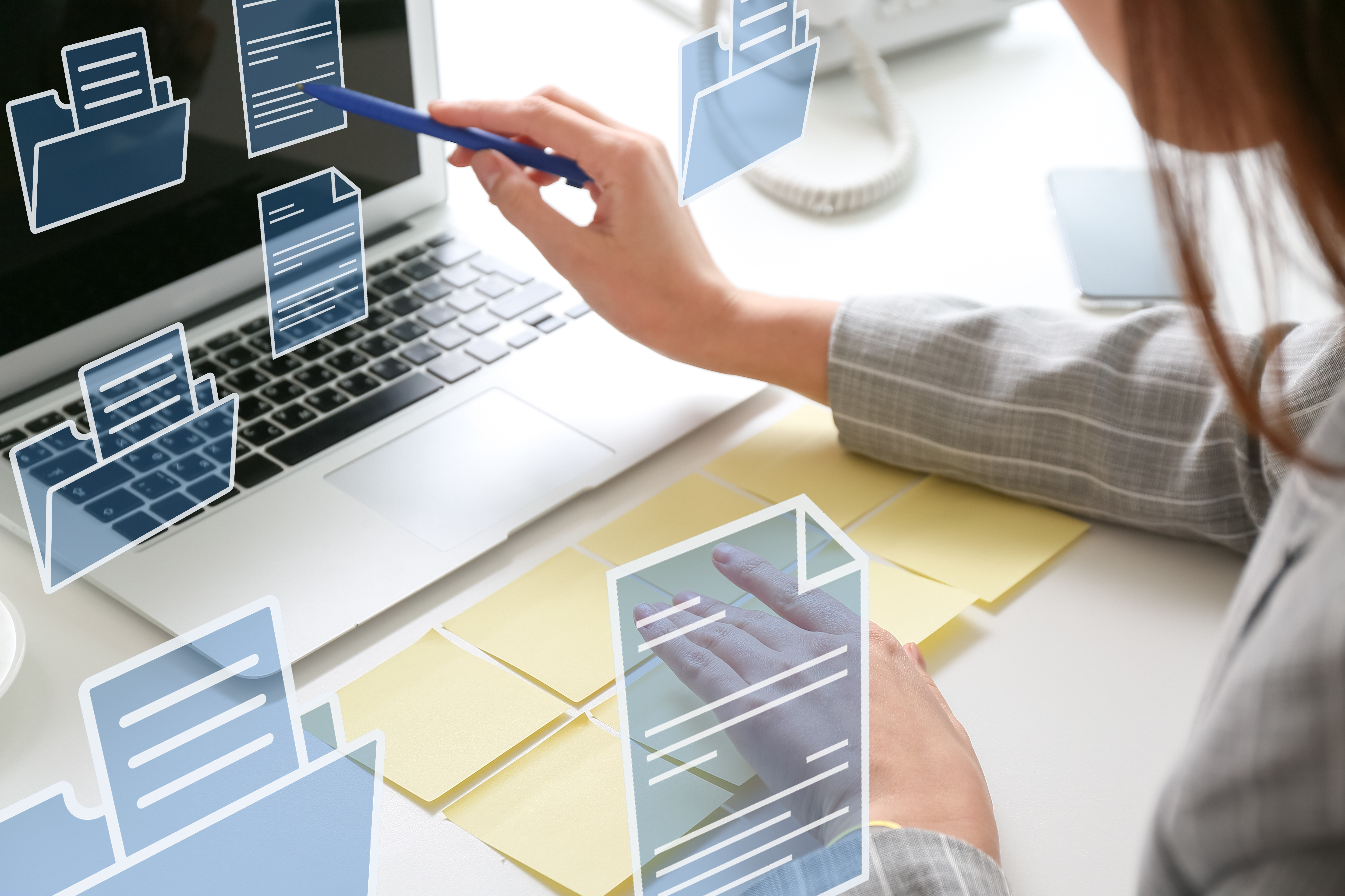 woman organizing electronic files