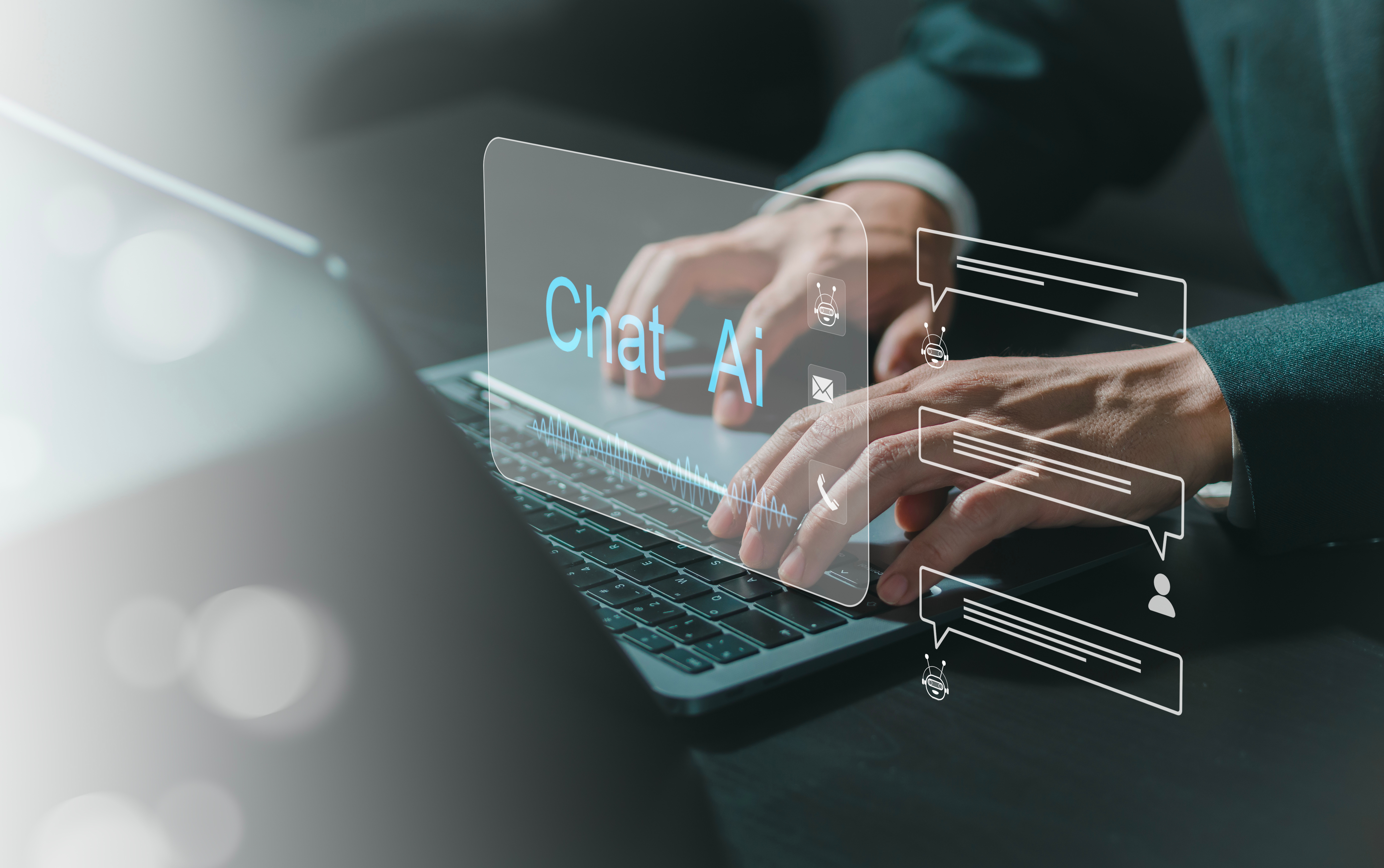 person typing into an AI chatbot