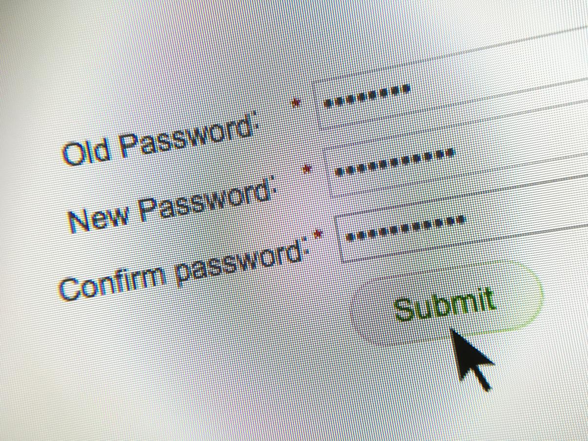 Screenshot of a change password prompt