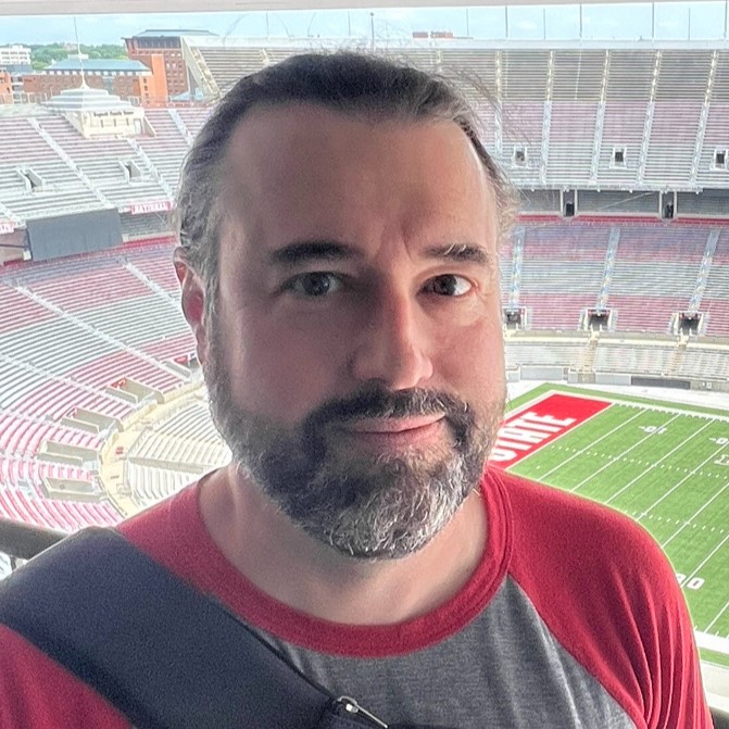 Close up photo of Reg in Ohio State's football stadium.