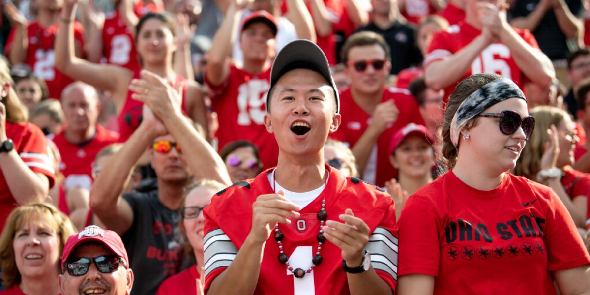 Crowd cheering at Ohio State Football Game