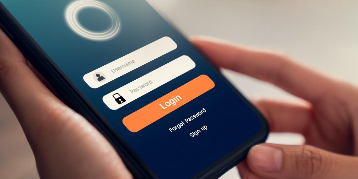 Phone with login screen.