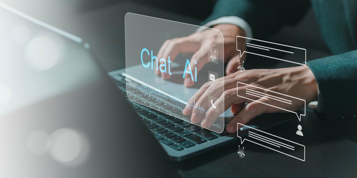 person typing into an AI chatbot