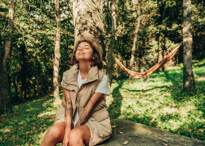 Woman relaxing in nature.