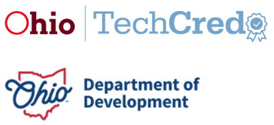 Logos for Ohio's TechCred Program and the Ohio Department of Development