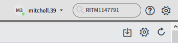 Service Now Global Search field with a Request Item number entered