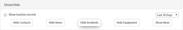 USer quick find hide buttons