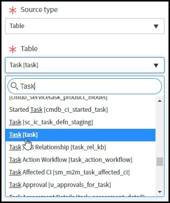 Menu showing different data field options