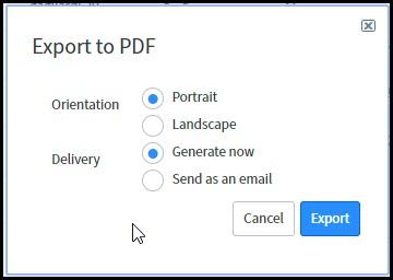 Export to PDF window
