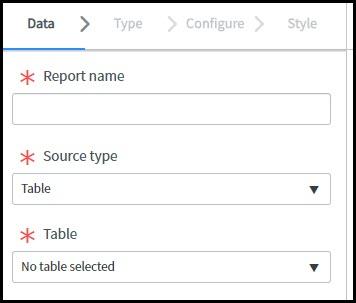 page one of the report builder
