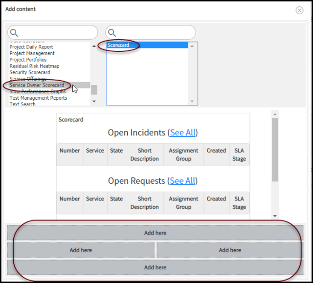 Service Owner Scorecard add to Homepage