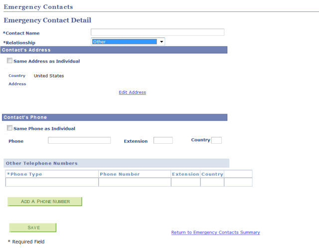 My Buckeye Link Emergency contact detail page