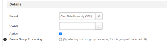 The Details section of the Create Group page