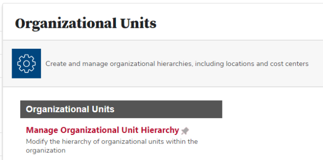 the Organizational Units page