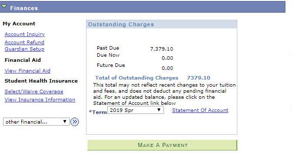 My Buckeye Link- Finances Section