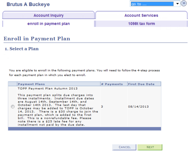 Enroll in Payment Plan (Tuition Option Payment Plan)