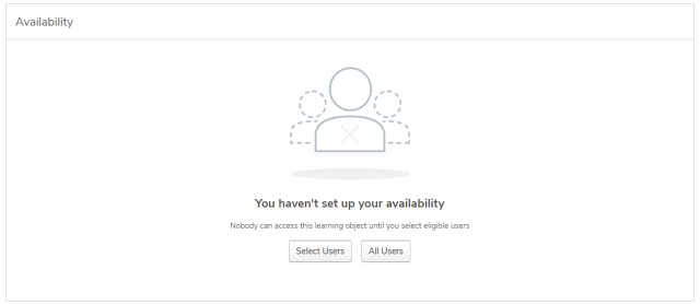 the availability section of the course console page with no availability