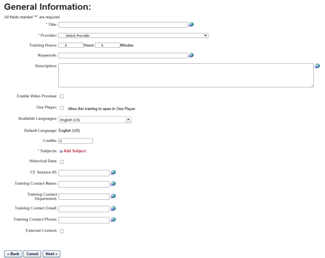 the general information page
