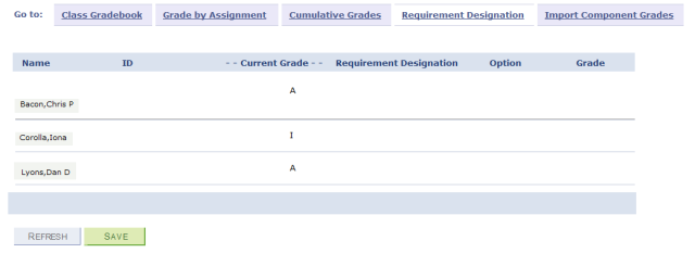 Faculty Center Gradebook Requirement Destination tab