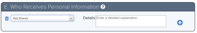 Section E. Who receives personal information. This section provides space to share who receives the personal information to use or share. 