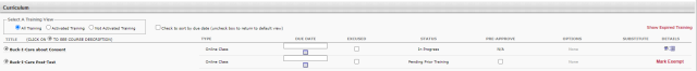 a curriculum's training details page