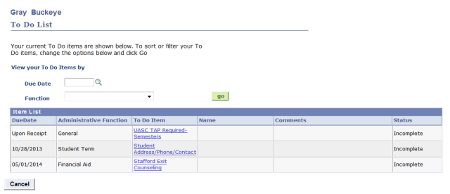 My Buckeye Link To Do List Details