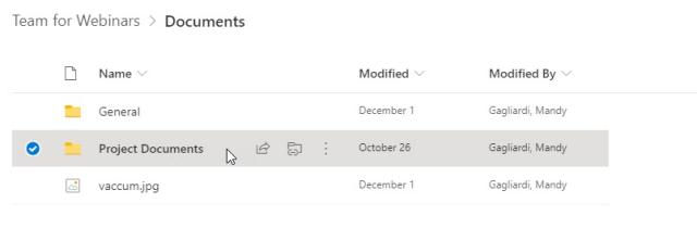 Project Documents Channel selected