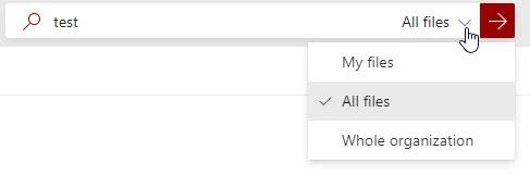 OneDrive Shared search field with menu
