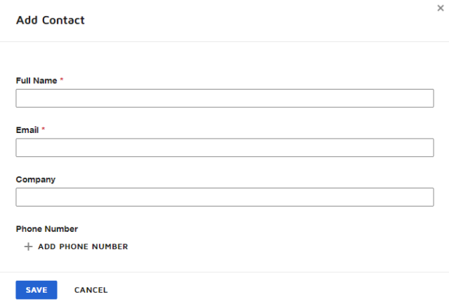 the add contact page
