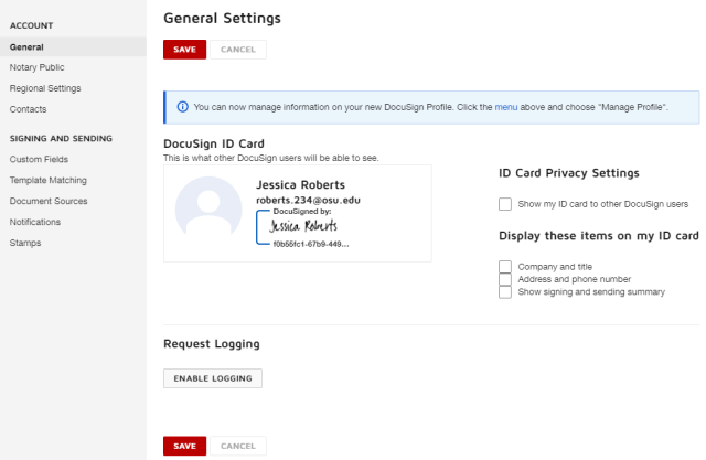 the preferences page