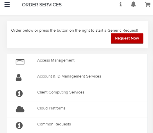 the order services page with access management visible