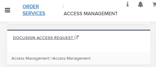 the access management page with docusign access request visible