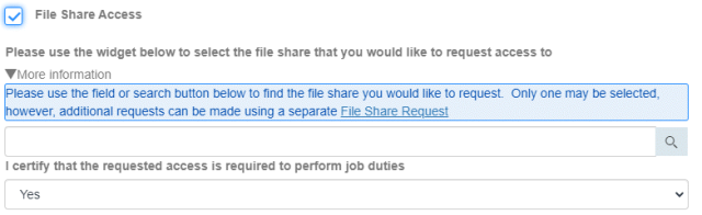 File Share access request item