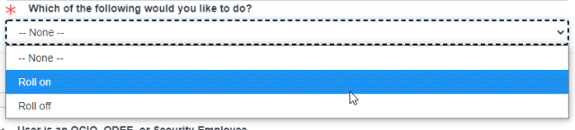 Which would you like to do drop open menu