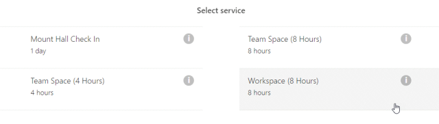 Mount Hall Reservation Space options