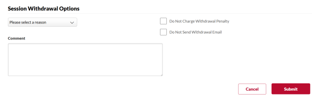 The Withdraw Registration page