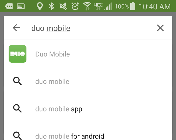 Search for Duo Mobile in the Android store