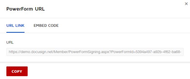 the powerform url page