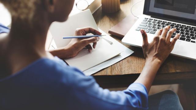 Woman using a laptop