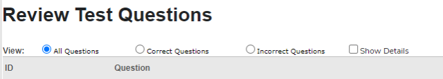 the filter options on the review assessment page