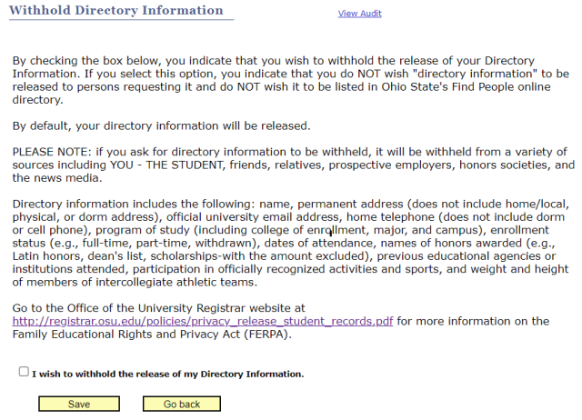 Ferpa withholding statement students need to sign