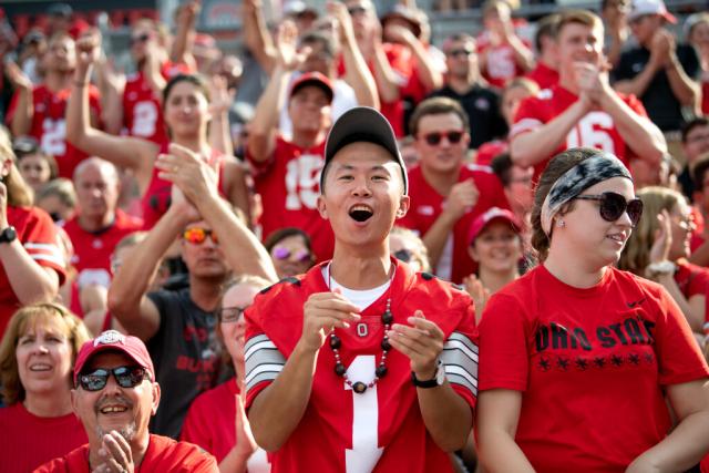 Crowd cheering at Ohio State Football Game