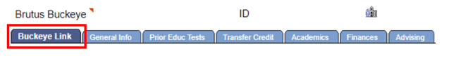 Admin Buckeye Link (Student) tabs