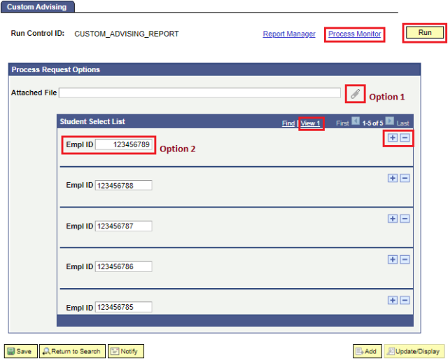 Screenshot of Custom Advising Report