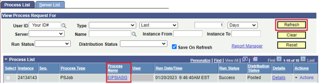 Service Indicator Process Detail screenshot
