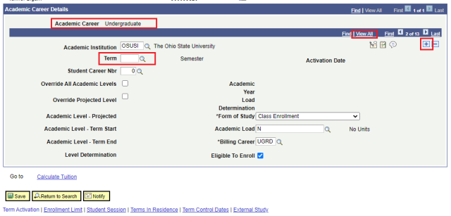 Screenshot of Term Activiation 