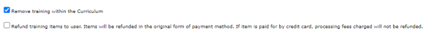 the removal page with the remove training within the curriculum box checked